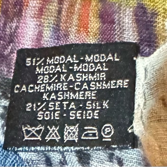 Auth Chanel Multicolor Cashmere Modal Silk Blend Striped Wrap Shawl Stole Scarf - Picture 3 of 15